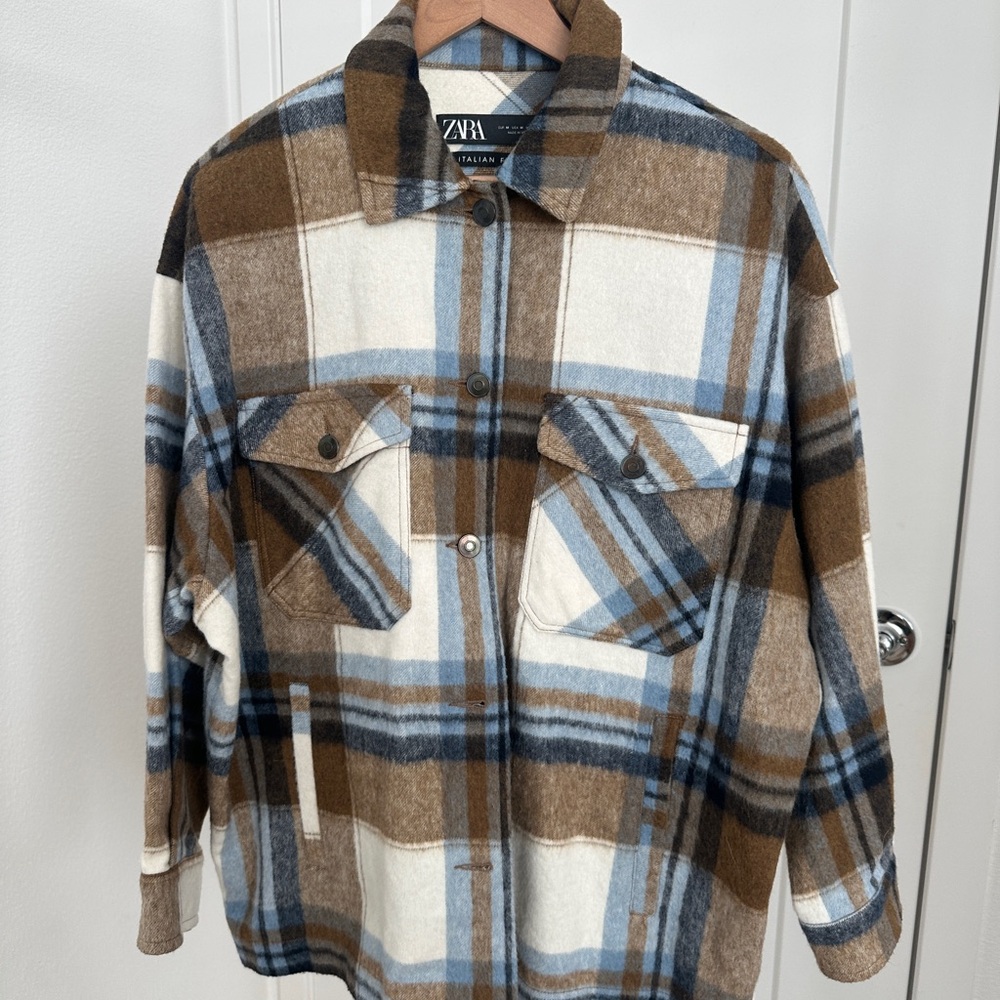 Zara Plaid Jacket - Brown and Blue